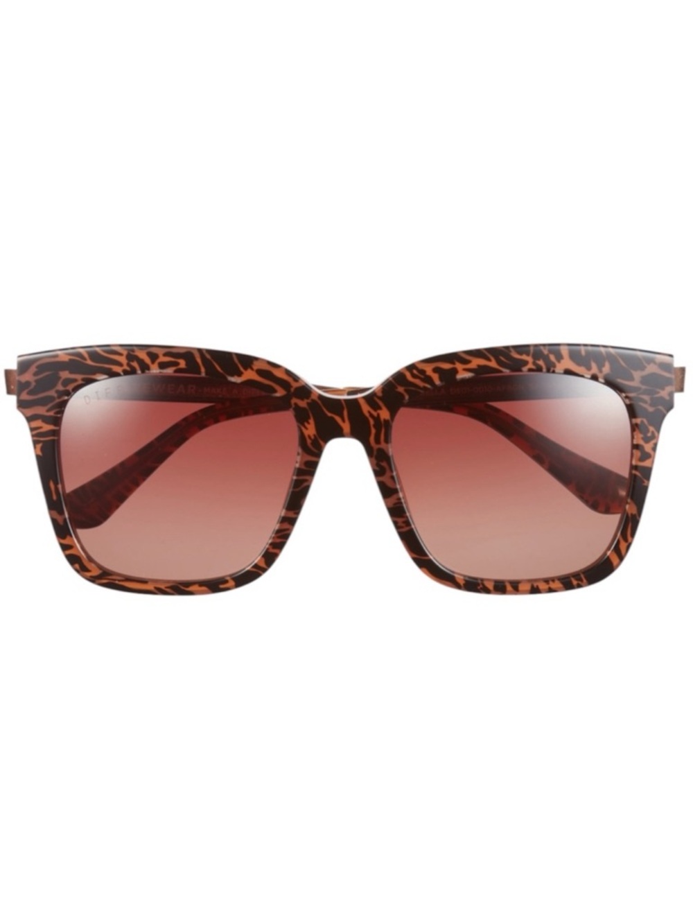 DIFF Bella Sunglasses Animal Print Gold Frame Brown Gradient Lens Square NWT
